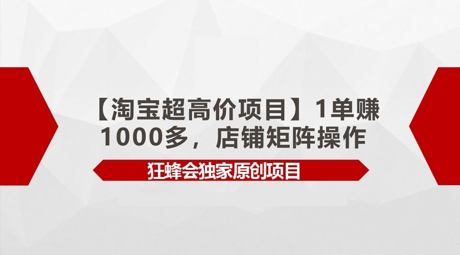 【淘宝超高价项目】1单赚1000多，店铺矩阵操作-易创网