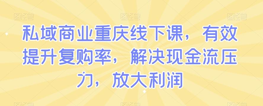 私域商业重庆线下课，有效提升复购率，解决现金流压力，放大利润网赚项目-副业赚线-互联网创业-资源整合易创网