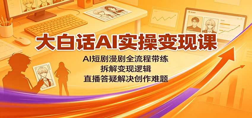 大白话AI实操变现课：AI短剧漫剧全流程带练，拆解变现逻辑，直播答疑解决创作难题-易创网