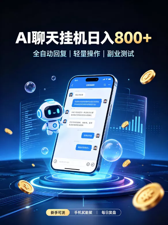 AI聊天挂G项目，日入800➕，全自动操作，适用个人副业，支持工作室矩阵操作【揭秘】-易创网