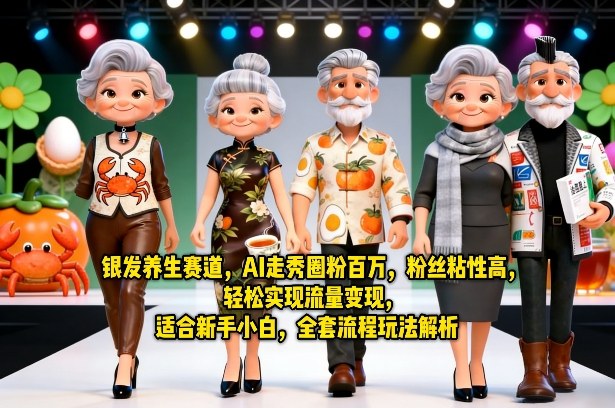 银发养生赛道，AI走秀圈粉百万，粉丝粘性高，轻松实现流量变现，适合新手小白，全套流程玩法解析-易创网