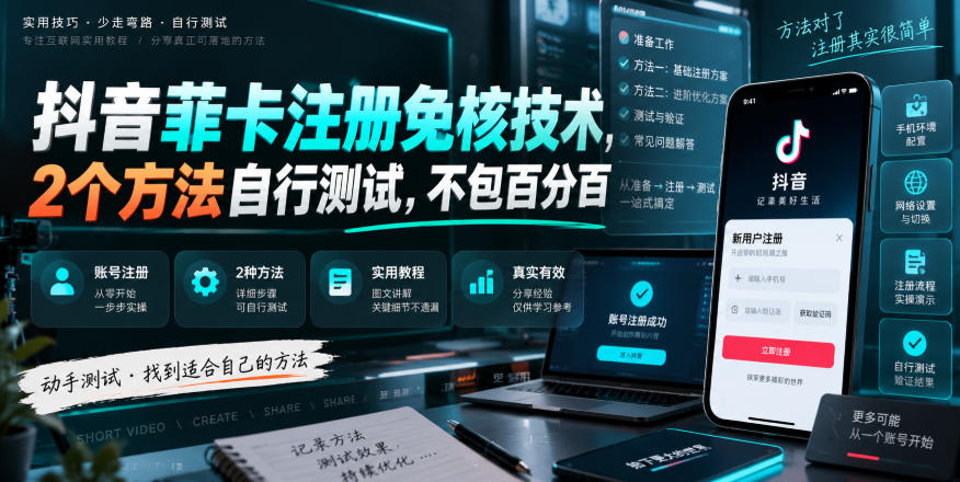 抖音菲卡注册免核技术，2个方法自行测试，不包百分百-易创网