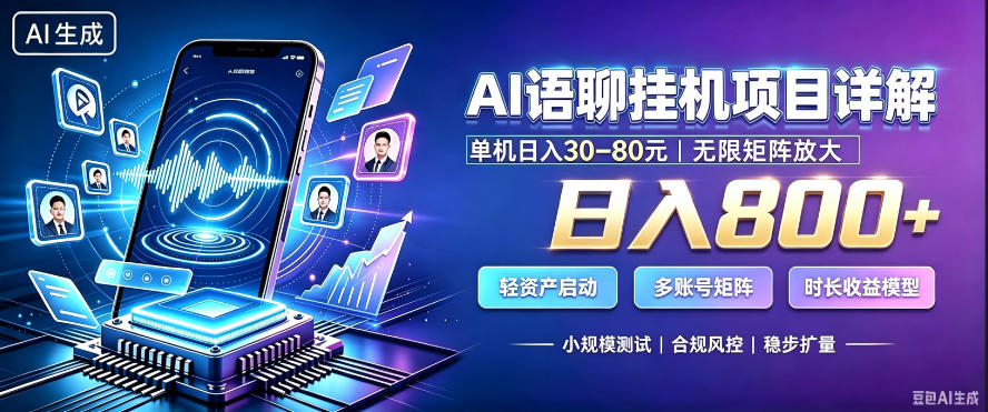 AI聊天挂G项目，日入800+，适用个人副业，支持工作室矩阵操作，放大收益【揭秘】-易创网