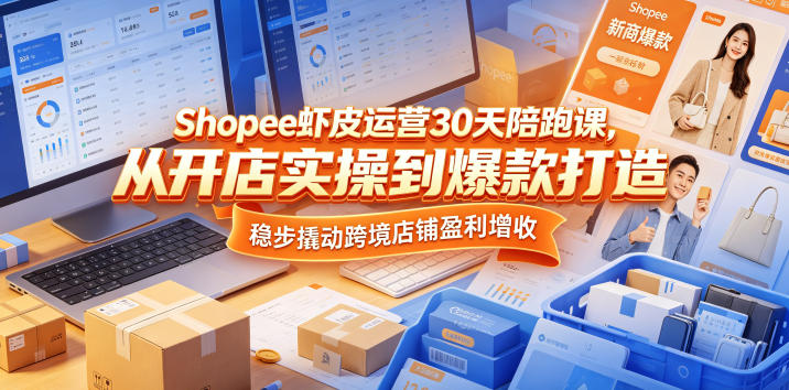 Shopee虾皮运营30天陪跑课，从开店实操到爆款打造，稳步撬动跨境店铺盈利增收-易创网