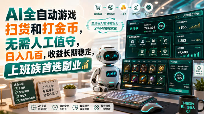 AI全自动游戏扫货和打金币，日入几百，无需人工值守！-易创网