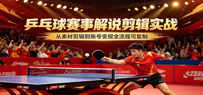 乒乓球赛事解说剪辑实战，从素材剪辑到账号变现全流程可复制-易创网