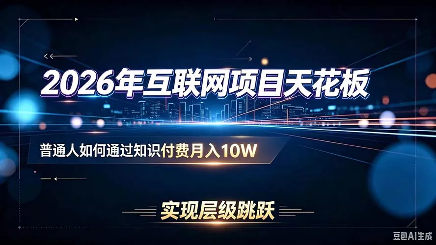 2026年互联网项目天花板：普通人如何通过知识付费月入10W，实现层级跳跃-易创网