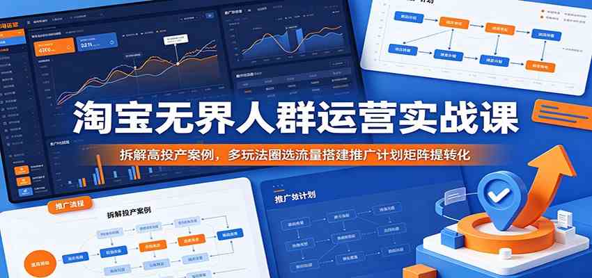 淘宝无界人群运营实战课：拆解高投产案例，多玩法圈选流量搭建推广计划矩阵提转化-易创网