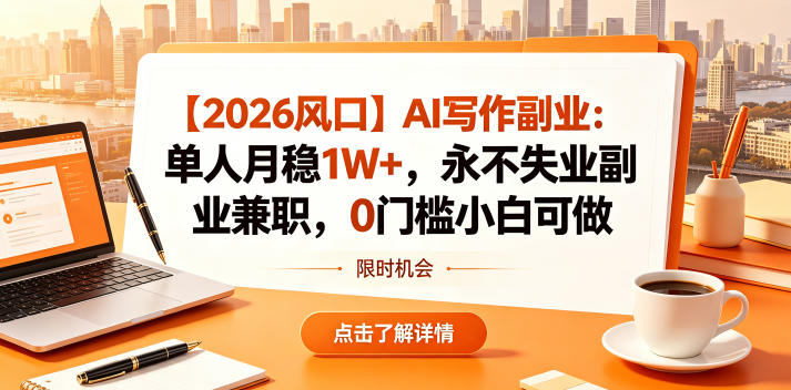【2026风口】AI写作副业：单人月稳1W+，永不失业副业兼职，0门槛小白可做【揭秘】-易创网