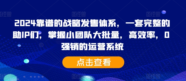 2024靠谱的战略发售体系，一套完整的助IP们，掌握小团队大批量，高效率，0 强销的运营系统-云创网