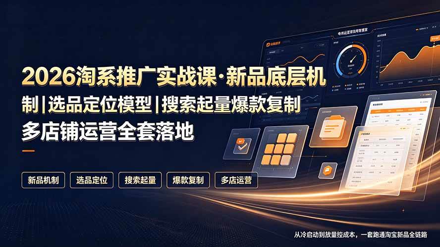 （19272期）2026淘系推广实战课·新品底层机制｜选品定位模型｜搜索起量爆款复制多店铺运营全套落地教程-易创网
