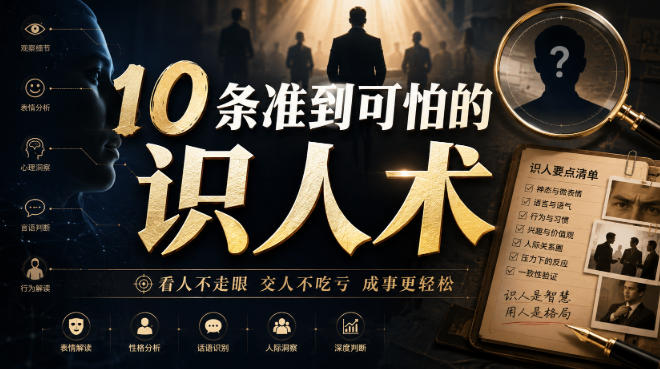 付费文章：10条准到可怕的识人术-易创网