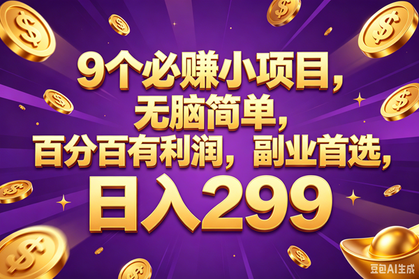 （18736期）9个必赚的小项目，百分百赚元子，无脑简单，副业首选，日入299+-易创网