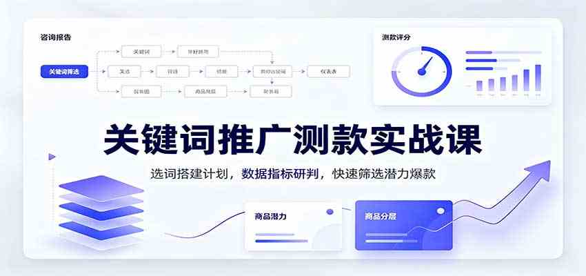 关键词推广测款实战课：选词搭建计划，数据指标研判，快速筛选潜力爆款-易创网