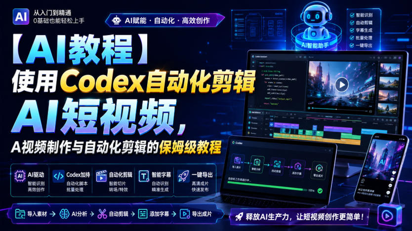 【AI教程】使用Codex自动化剪辑AI短视频，AI视频制作与自动化剪辑的保姆级教程-易创网