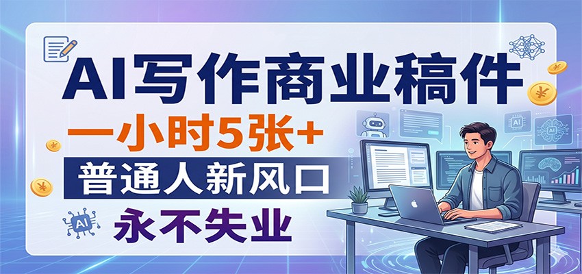 AI写作商业稿件，一小时5张+，普通人新风口，永不失业-易创网