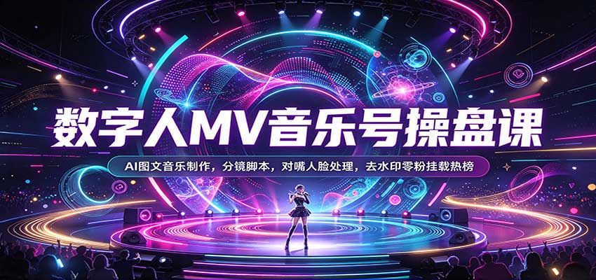 数字人MV音乐号操盘课：AI图文音乐制作，分镜脚本，对嘴人脸处理，去水印零粉挂载热榜-易创网