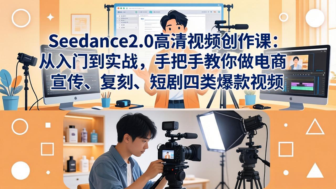 Seedance2.0高清视频创作课：从入门到实战，手把手教你做电商、宣传、复刻、短剧四类爆款视频-易创网