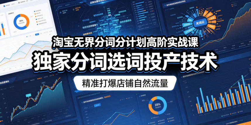 淘宝无界分词分计划高阶实战课，独家分词选词投产技术，精准打爆店铺自然流量-易创网