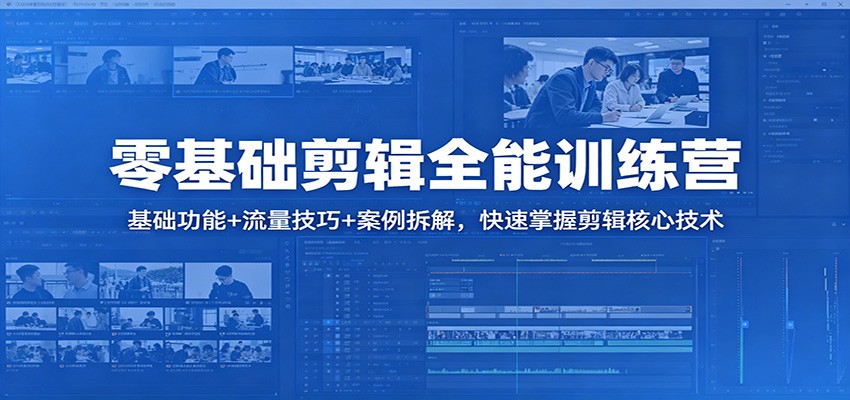 零基础剪辑全能训练营：基础功能+流量技巧+案例拆解，快速掌握剪辑核心技术-易创网