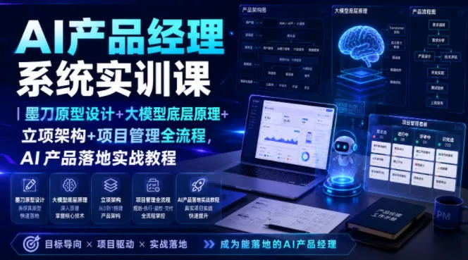 AI产品经理系统实训课｜墨刀原型设计+大模型底层原理+立项架构+项目管理全流程，AI产品落地实战教程-易创网