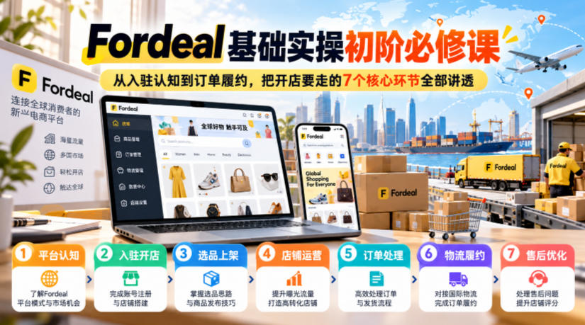 Fordeal基础实操初阶必修课，从入驻认知到订单履约，把开店要走的7个核心环节全部讲透-易创网