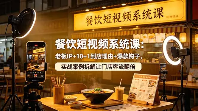 餐饮短视频系统课：老板IP+10+1到店理由+爆款钩子，实战案例拆解让门店客流翻倍-易创网