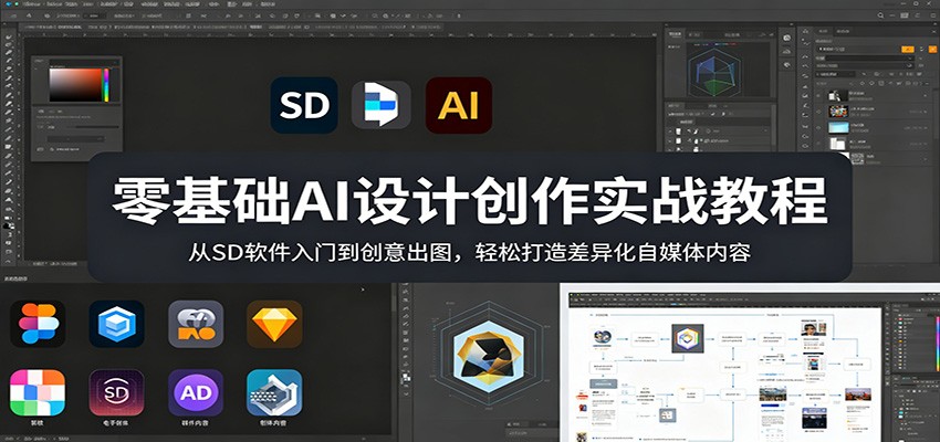 零基础AI设计创作实战教程：从SD软件入门到创意出图，轻松打造差异化自媒体内容-易创网