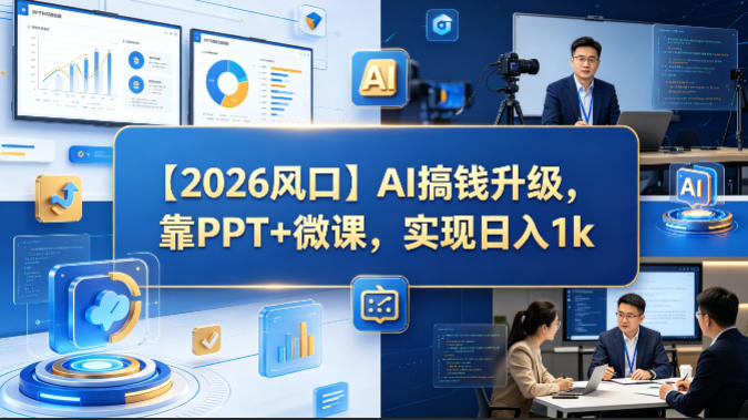 【2026风口】AI搞钱升级，靠PPT+微课，实现日入1k-易创网
