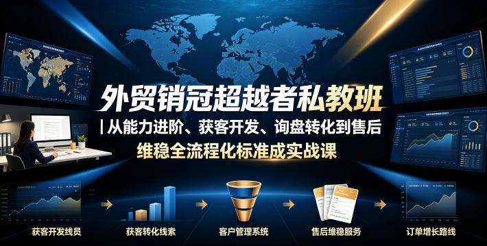 外贸销冠超越者私教班｜从能力进阶、获客开发、询盘转化到售后维稳全流程标准化成交实战课-易创网