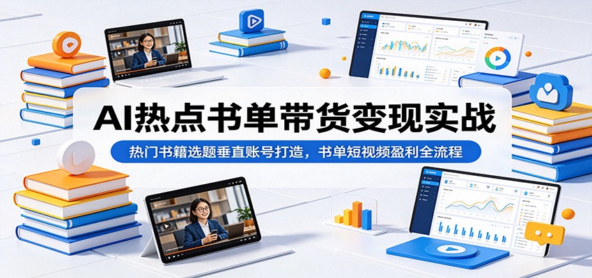 AI热点书单带货变现实战：热门书籍选题垂直账号打造，书单短视频盈利全流程-易创网