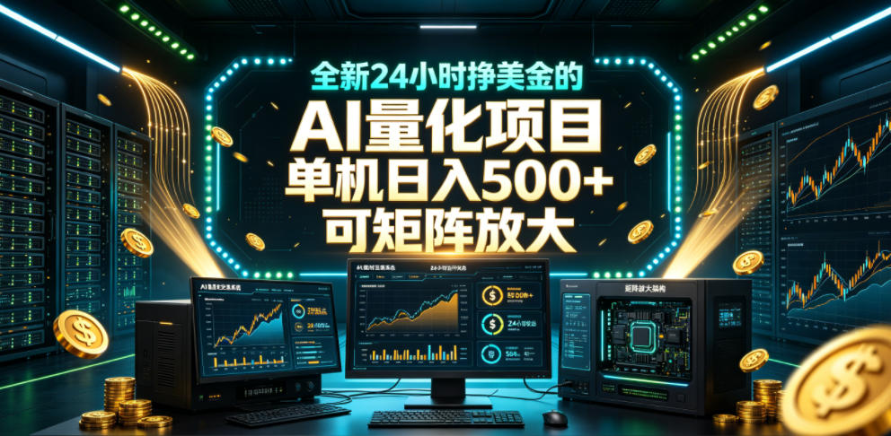 全新24小时挣美金的AI量化项目，单机日入500+，每天见收益，可矩阵放大【揭秘】-易创网
