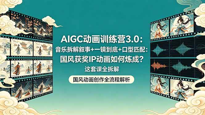 （18244期）AIGC动画训练营3.0：音乐拆解叙事+一镜到底+口型匹配：国风获奖IP动画如何炼成？这套课全拆解-易创网