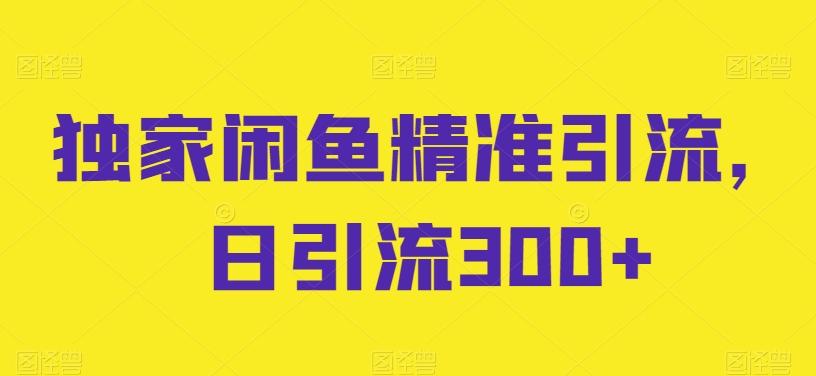 独家闲鱼精准引流，日引流300+【揭秘】-易创网