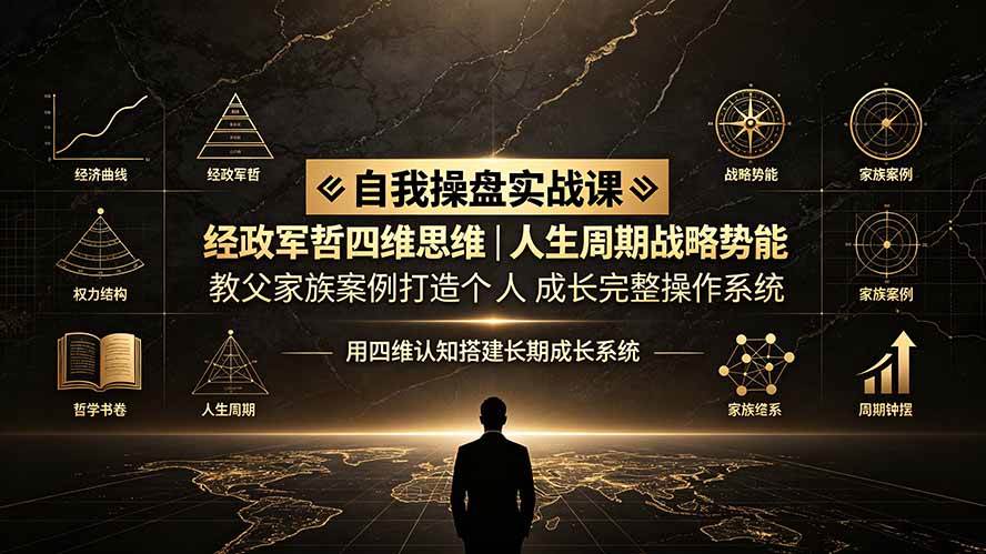 （19398期）自我操盘实战课：经政军哲四维思维｜人生周期战略势能｜教父家族案例打造个人成长完整操作系统-易创网