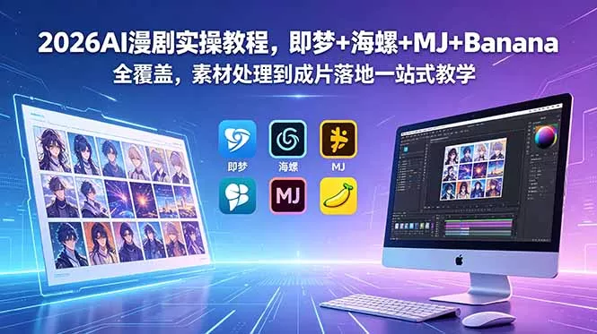 2026AI漫剧实操教程，即梦+海螺+MJ+Banana全覆盖，素材处理到成片落地一站式教学-易创网