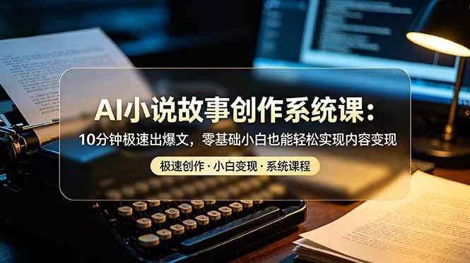 AI小说故事创作系统课：10分钟极速出爆文，零基础小白也能轻松实现内容变现-易创网