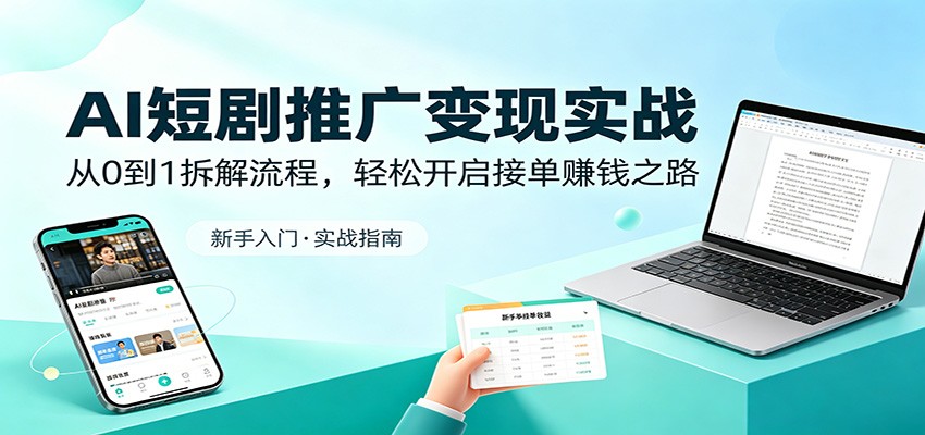 AI短剧推广变现实战：从0到1拆解流程，轻松开启接单赚钱之路-易创网