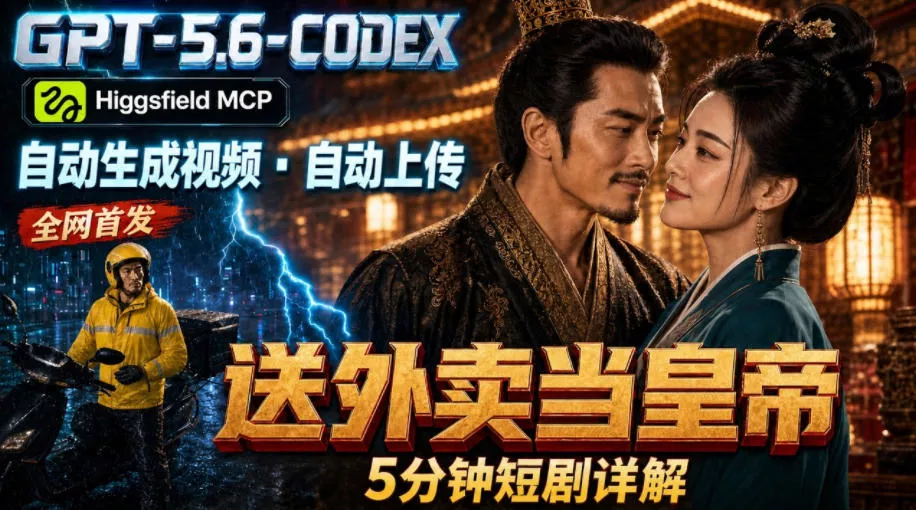 GPT-5.6 Codex+Higgsfield MCP：一条指令生成5分钟短剧并自动上传YouTube(油管)-易创网