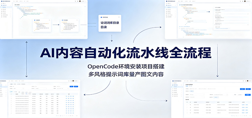 AI内容自动化流水线全流程：OpenCode环境安装项目搭建，多风格提示词库量产图文内容-易创网