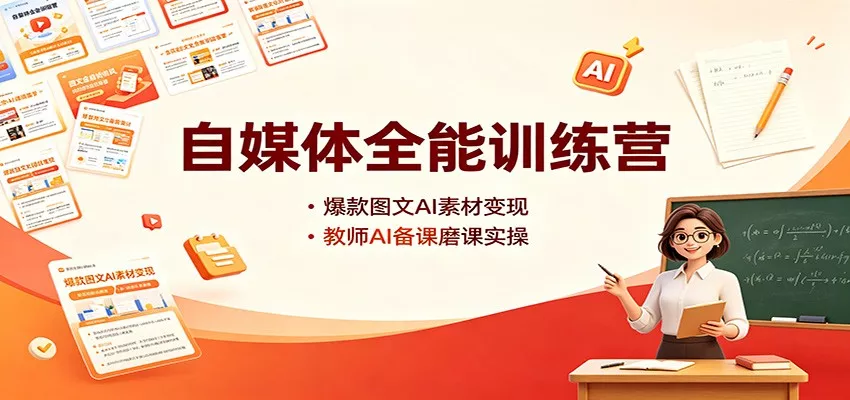 自媒体全能训练营：爆款图文AI素材变现，教师AI备课磨课实操-易创网