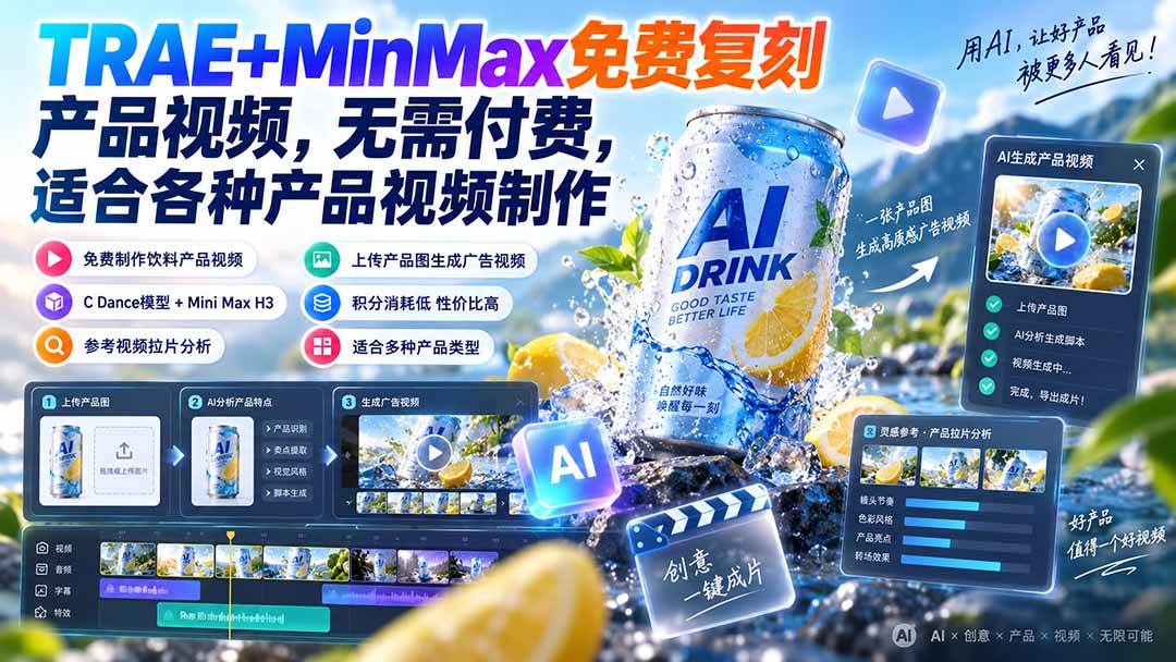 （20362期）TRAE+MinMax免费复刻产品视频，无需付费，适合各种产品视频制作-易创网