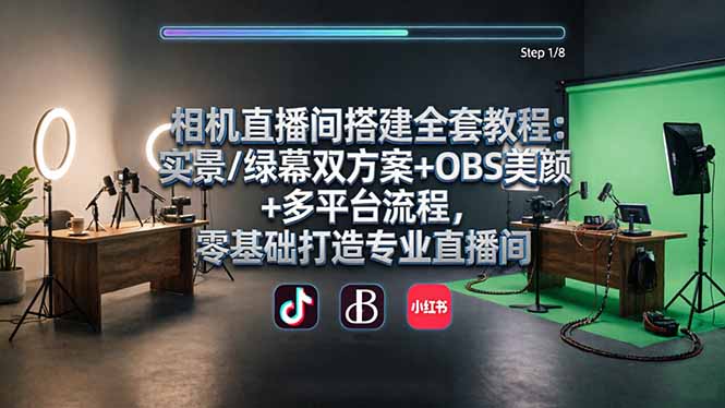 相机直播间搭建全套教程：实景/绿幕双方案+OBS美颜+多平台流程，零基础打造专业直播间-易创网