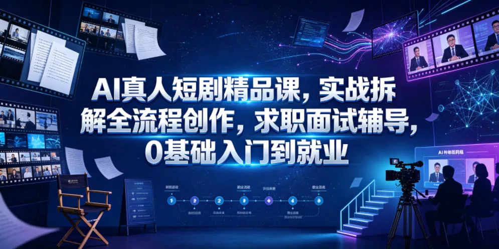 AI真人短剧精品课，实战拆解全流程创作，求职面试辅导，0基础入门到就业-易创网