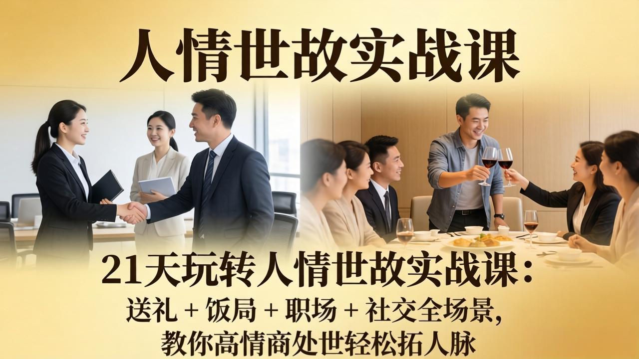 21 天玩转人情世故实战课：送礼 + 饭局 + 职场 + 社交全场景，教你高情商处世轻松拓人脉-易创网