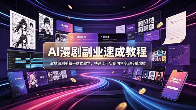 （19157期）AI漫剧副业速成教程，取材编剧剪辑一站式教学；快速上手实现内容变现接单增收-易创网