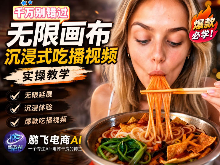 保姆级教程｜用AI无线画布做沉浸式吃播，3步直接出片，无线画布工作流，操作简单好上手-易创网