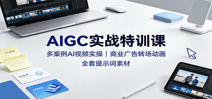 AIGC实战特训课：多案例AI视频实操，商业广告转场动画，全套提示词素材-易创网