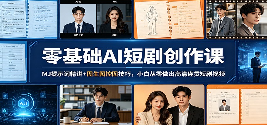 零基础AI短剧创作课：MJ提示词精讲+图生图控图技巧，小白从零做出高清连贯短剧视频-易创网