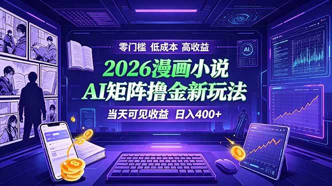 （19219期）爆款小说漫画大阅读 ai矩阵操作 当天可见收益 日入400+ 零门槛 高收益-易创网